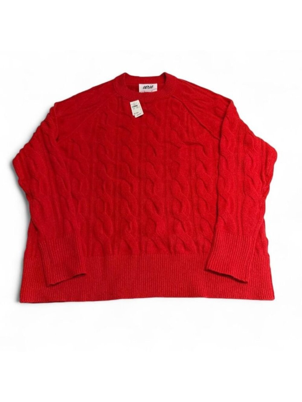 Aerie Cable Knit Pullover Sweater Women's Small Oversized Holiday Cozy Fall